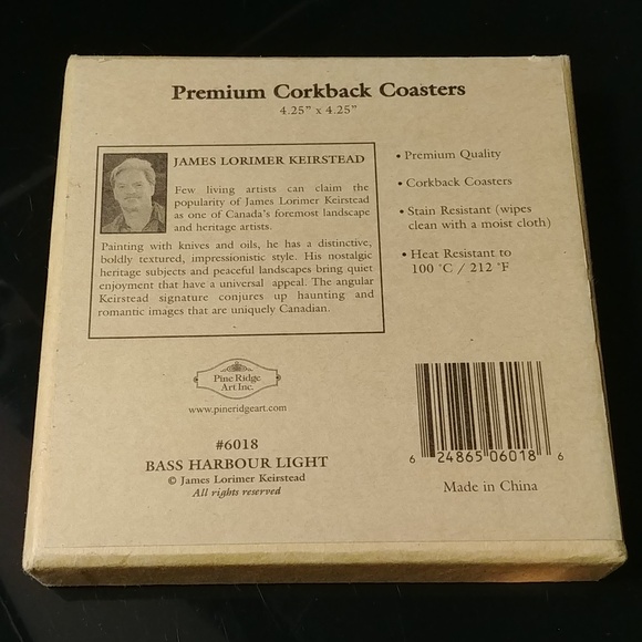 James Lorimer Keirstead Premium Corkback Coasters Bass Harbour Light - Picture 5 of 7